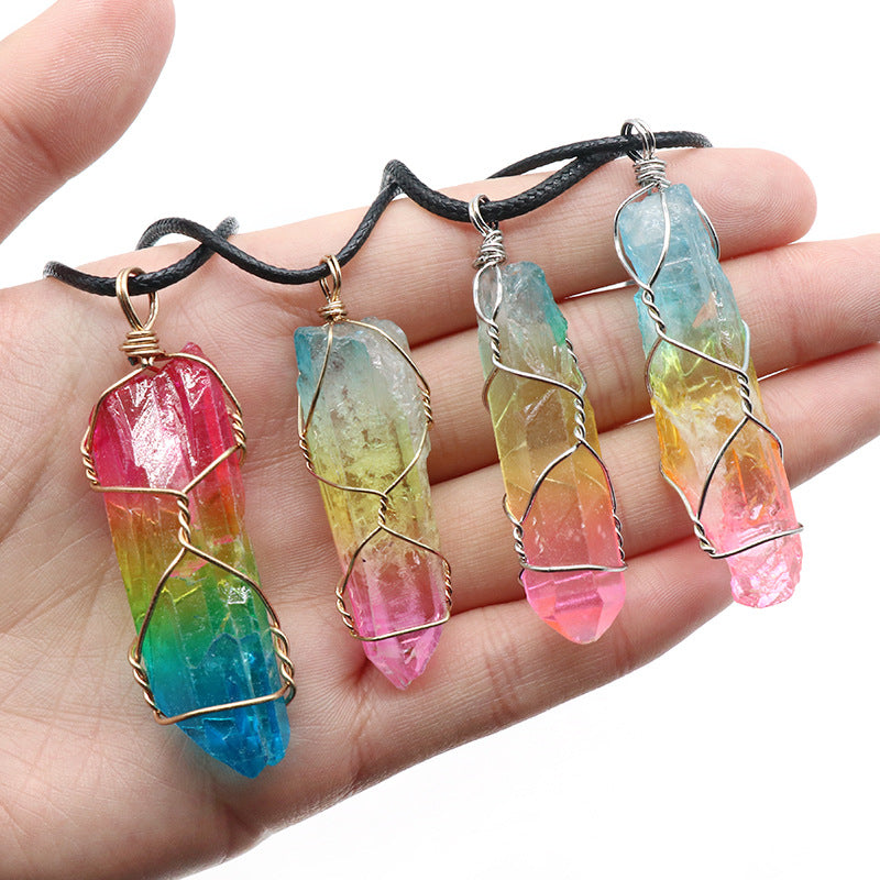 Stone crystal pillar Tree of Life pendant necklace by Orange Pebble 5