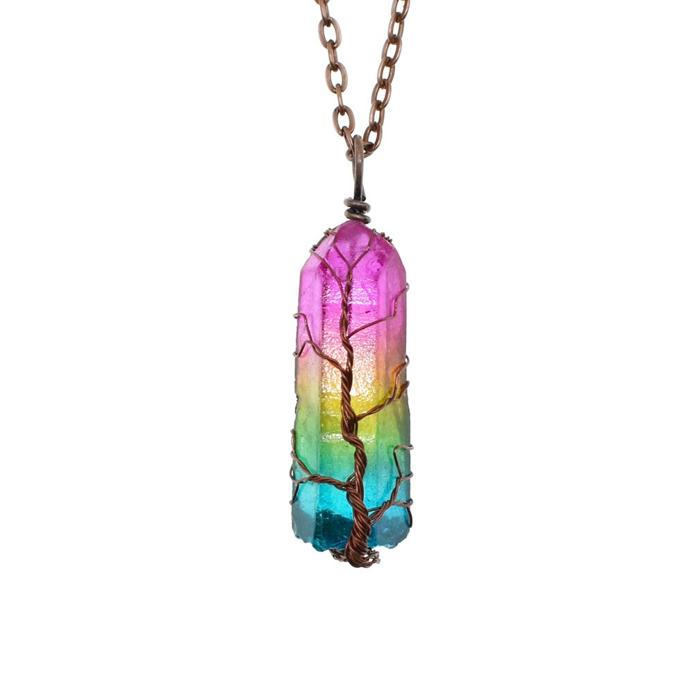 Stone crystal pillar Tree of Life pendant necklace by Orange Pebble 4