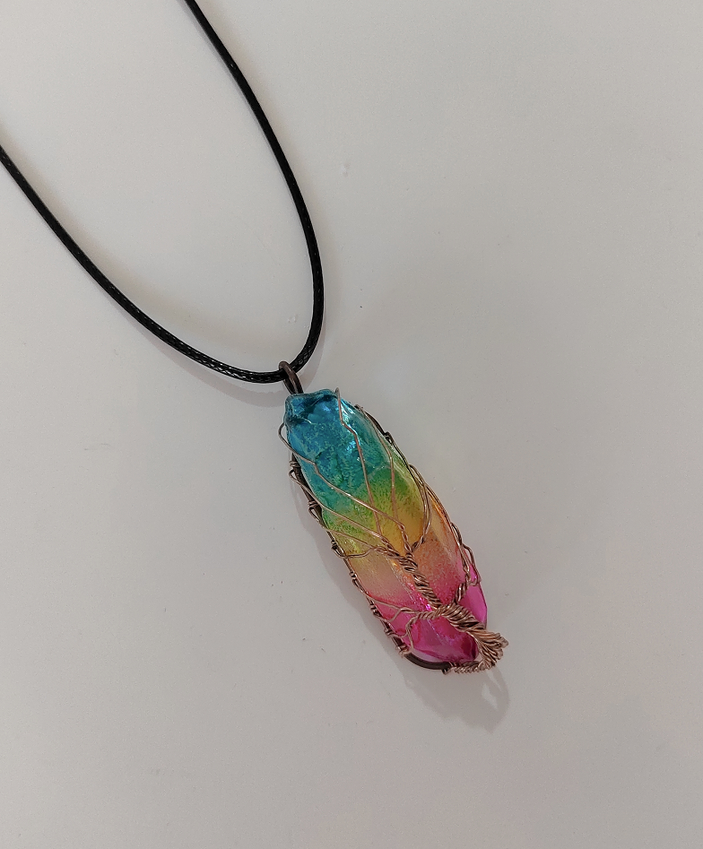 Stone crystal pillar Tree of Life pendant necklace by Orange Pebble 10