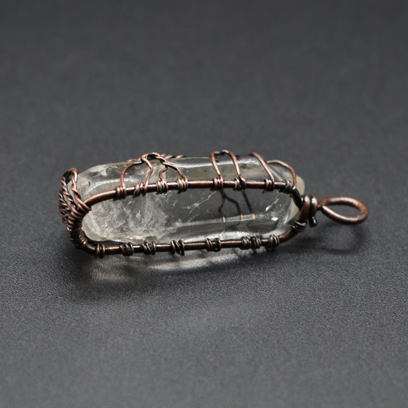 Stone crystal pillar Tree of Life pendant necklace by Orange Pebble