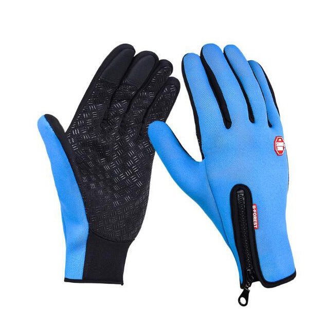 Orange Pebble sky blue waterproof touchscreen motorcycle riding gloves in size S
